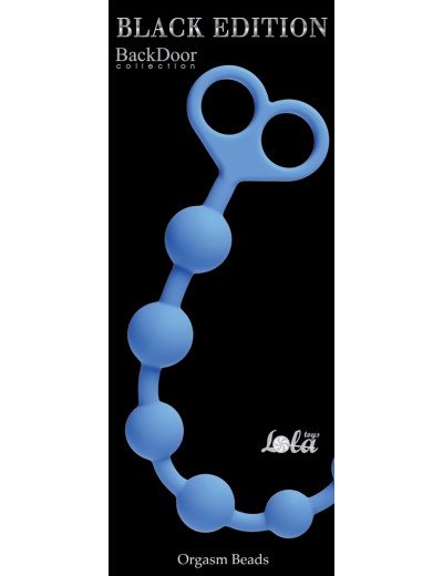 Голубая анальная цепочка Orgasm Beads - 33,5 см.