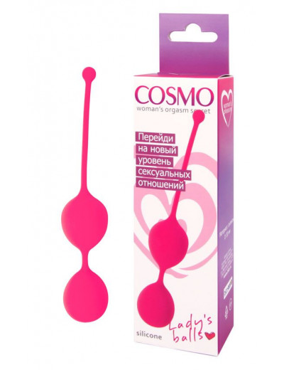 Розовые двойные вагинальные шарики Cosmo с хвостиком для извлечения