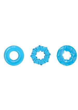 Набор из 3 голубых эрекционных колец Dyno Rings
