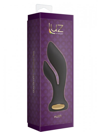 Черный вибромассажёр Aura Double Stimulator - 14,5 см.