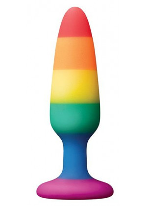 Разноцветная анальная втулка RAINBOW ANAL PLUG SMALL - 11 см.