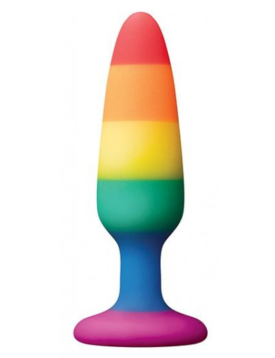 Разноцветная анальная втулка RAINBOW ANAL PLUG SMALL - 11 см.