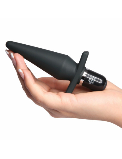 Черная анальная пробка с вибрацией Delicious Fullness Vibrating Butt Plug - 14 см.