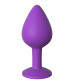 Фиолетовая анальная пробка со стразом Her Little Gem Medium Plug - 8,3 см.