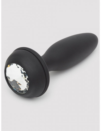 Черная анальная вибропробка Rechargeable Vibrating Bunny Tail Butt Plug Small