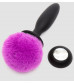 Черная анальная вибропробка Rechargeable Vibrating Bunny Tail Butt Plug Small