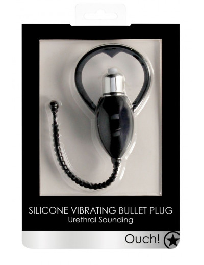 Черный уретральный вибростимулятор Urethral Sounding Vibrating Bullet Plug