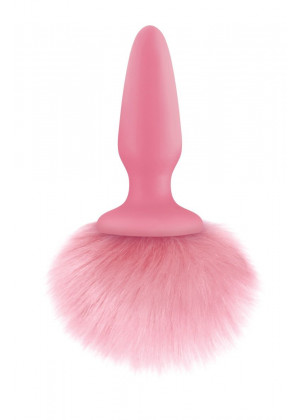 Розовая анальная пробка с коротким розовым хвостиком Bunny Tails