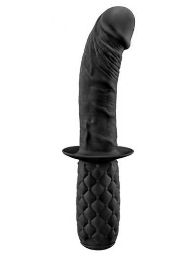 Черный изогнутый анальный фаллоимитатор BUTT PLUNGER с ручкой-ограничителем