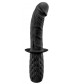 Черный изогнутый анальный фаллоимитатор BUTT PLUNGER с ручкой-ограничителем