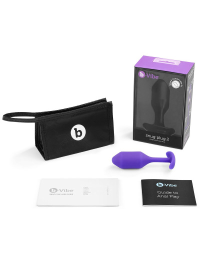 Фиолетовая пробка для ношения B-vibe Snug Plug 2 - 11,4 см.