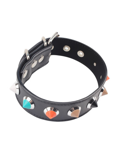 Черный ошейник с цветными шипиками Collar with Thorns