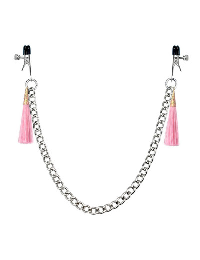 Зажимы на соски с розовыми кистями Tassel Nipple Clamp With Chain