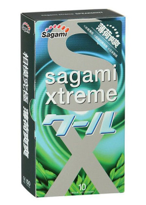 Презервативы Sagami Xtreme Mint с ароматом мяты - 10 шт.