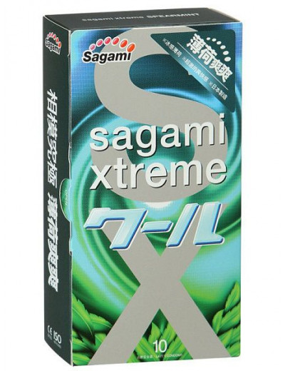 Презервативы Sagami Xtreme Mint с ароматом мяты - 10 шт.