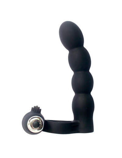 Черная вибронасадка для двойного проникновения Double Penetration Beads