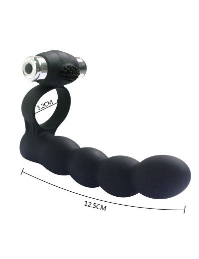 Черная вибронасадка для двойного проникновения Double Penetration Beads