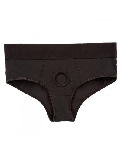 Черные трусы для страпона BACKLESS BRIEF HARNESS L/XL