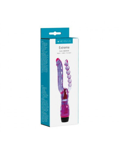 Фиолетовый анально-вагинальный вибратор Extreme Dual Vibrator - 25 см.