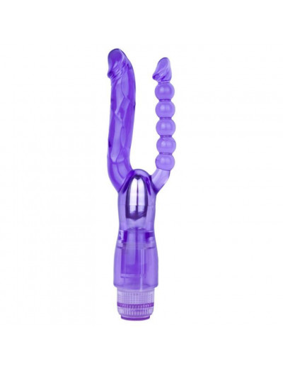Фиолетовый анально-вагинальный вибратор Extreme Dual Vibrator - 25 см.