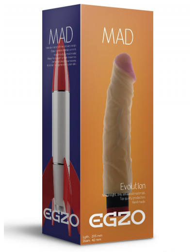 Реалистичный мультискоростной вибратор без мошонки Mad Rocket - 20,5 см.
