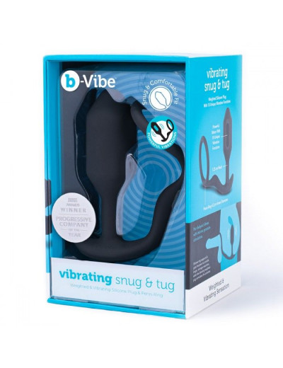 Черная анальная вибропробка с эрекционным кольцом Vibrating Snug   Tug M