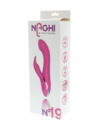 Розовый вибратор NAGHI NO.19 RECHARGEABLE DUO VIBRATOR со стимулятором клитора