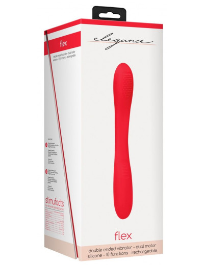 Красный двухсторонний вибратор Flex - 21,5 см.