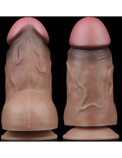 Коричневый фаллоимитатор 7.0 Dual Layered Platinum Silicone Cock - 18,2 см.