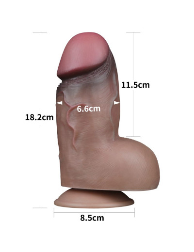 Коричневый фаллоимитатор 7.0 Dual Layered Platinum Silicone Cock - 18,2 см.