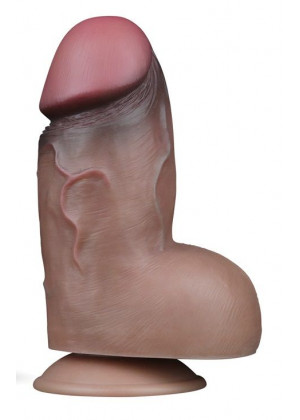 Коричневый фаллоимитатор 7.0 Dual Layered Platinum Silicone Cock - 18,2 см.