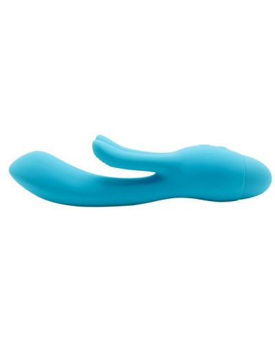 Голубой вибратор INDULGENCE Frolic Bunny - 18,5 см.