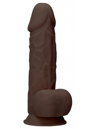 Коричневый фаллоимитатор Silicone Dildo With Balls - 21,6 см.