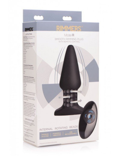 Черная анальная пробка Model R Smooth Rimming Plug with Remote - 14,2 см.