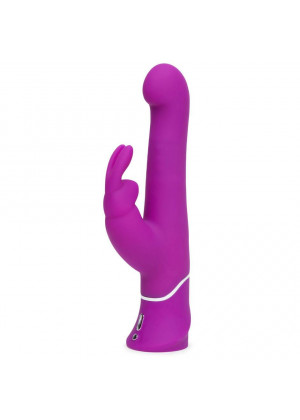 Фиолетовый вибратор с клиторальным стимулятором Beaded G-Spot Rechargeable Rabbit Vibrator - 24 см. 