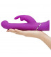 Фиолетовый вибратор с клиторальным стимулятором Beaded G-Spot Rechargeable Rabbit Vibrator - 24 см.