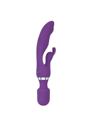 Фиолетовый двусторонний вибростимулятор G Motion Rabbit Wand - 25,4 см.