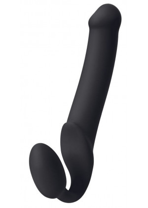 Черный безремневой страпон Silicone Bendable Strap-On XL