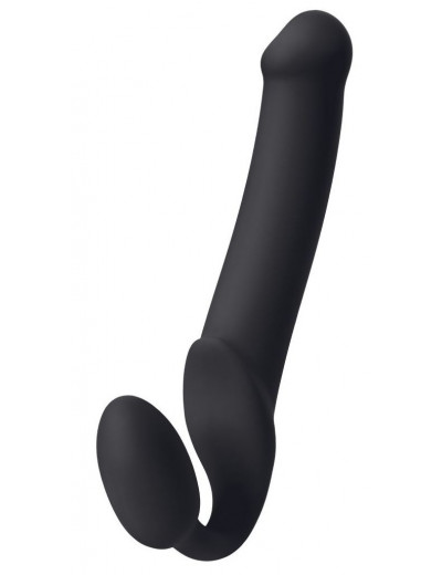 Черный безремневой страпон Silicone Bendable Strap-On XL