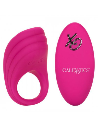 Розовое эрекционное виброкольцо с пультом Silicone Remote Pleasure Ring