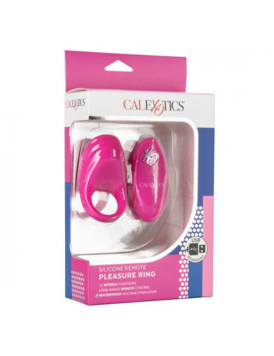 Розовое эрекционное виброкольцо с пультом Silicone Remote Pleasure Ring