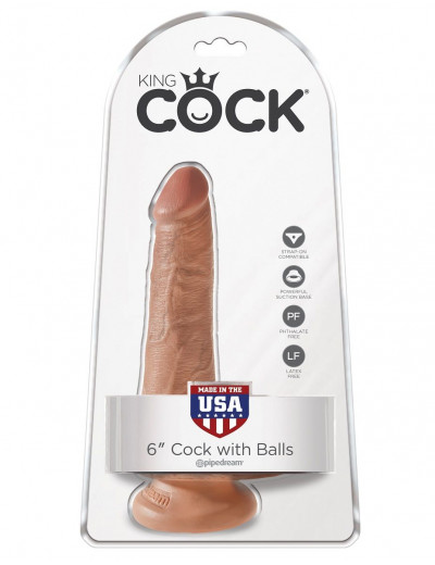 Фаллоимитатор-мулат с мошонкой и присоской 6  Cock with Balls - 17,8 см.