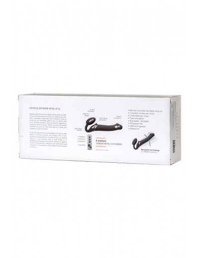 Черный безремневой вибрострапон Vibrating Bendable Strap-On L