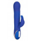 Синий вибратор Signature Silicone Rotating Beaded Rabbit с клиторальным отростком - 22,75 см.