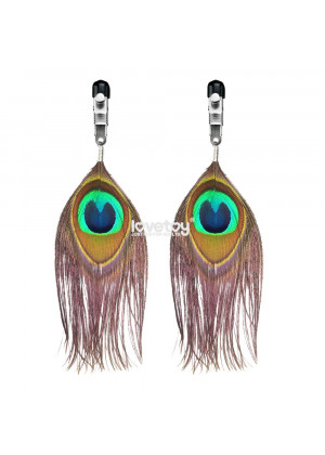 Зажимы на соски с павлиньими перьями Nipple Clamp With Peacock Feather Trim