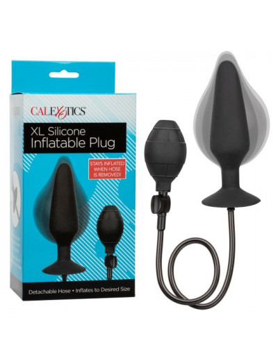 Черная расширяющаяся анальная пробка XL Silicone Inflatable Plug - 16 см.