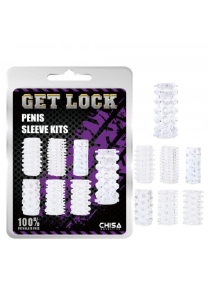 Набор из 7 прозрачных насадок на пенис Get Lock