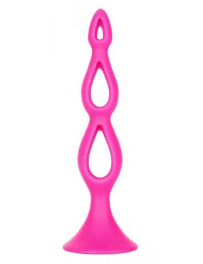 Розовая анальная елочка Silicone Triple Probe - 14,5 см.