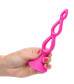 Розовая анальная елочка Silicone Triple Probe - 14,5 см.