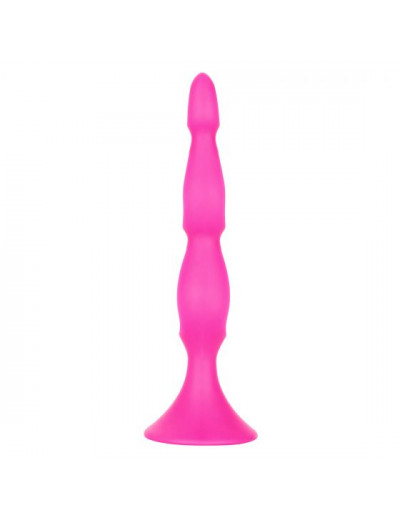 Розовая анальная елочка Silicone Triple Probe - 14,5 см.